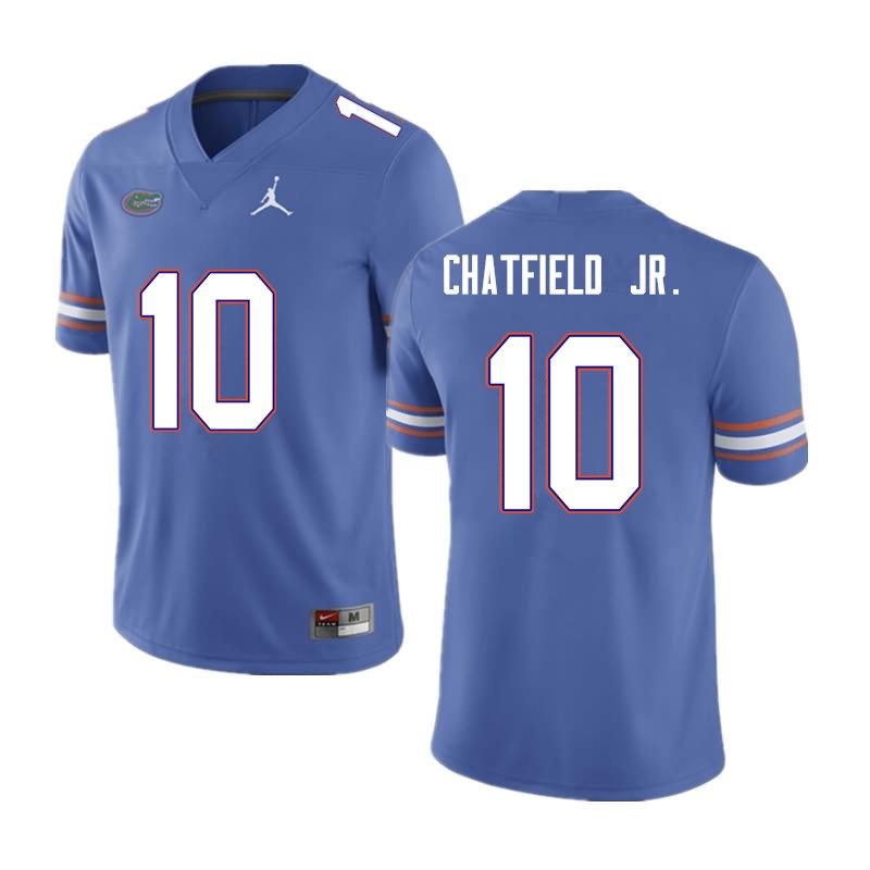 Men's NCAA Florida Gators Andrew Chatfield Jr. #10 Stitched Authentic Nike Blue College Football Jersey QFV2465CO